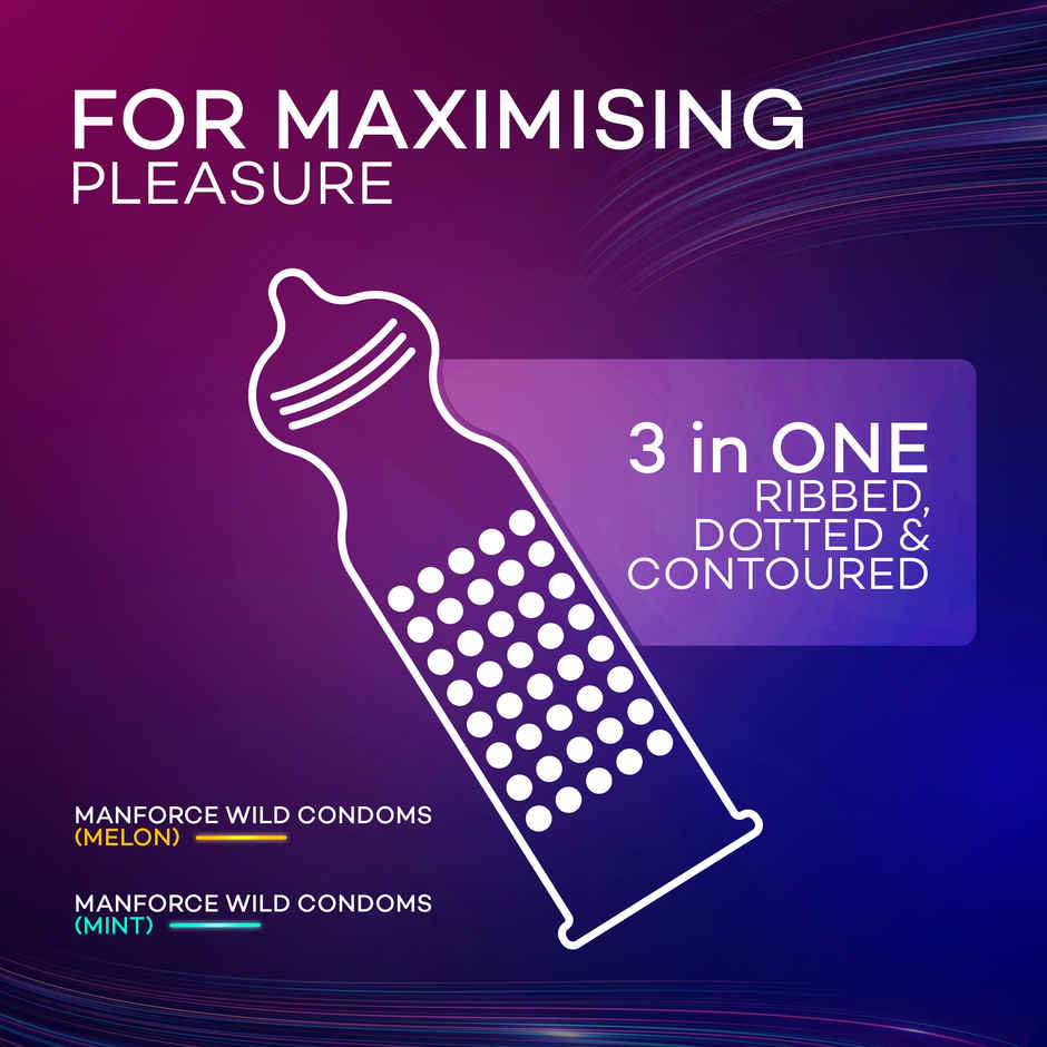 Manforce 3 in 1 Condoms Combo Pack, Assorted Flavours (Chocolate, Strawberry, Black Grapes, Mint & Melon Flavoured Condoms)