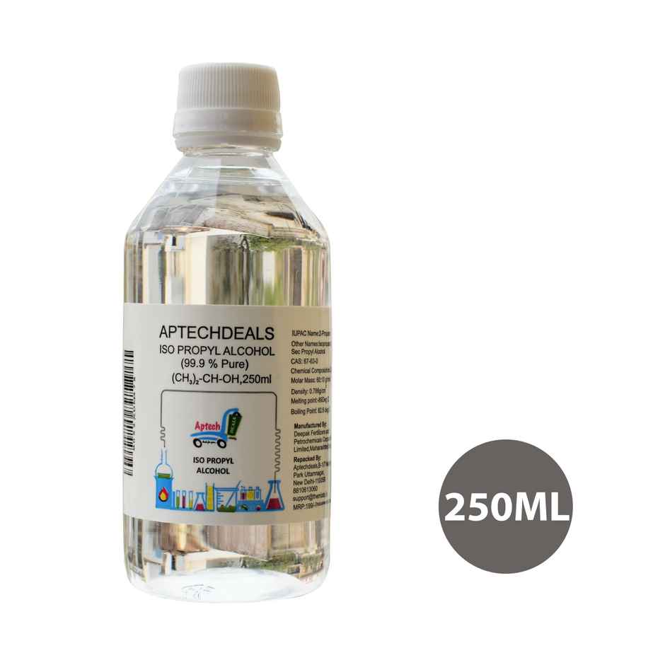 Aptechdeals Ipa Iso-Propyl Alcohol 99.9% [(Ch3)2-Ch-Oh] Cas: 67-63-0, 250Ml