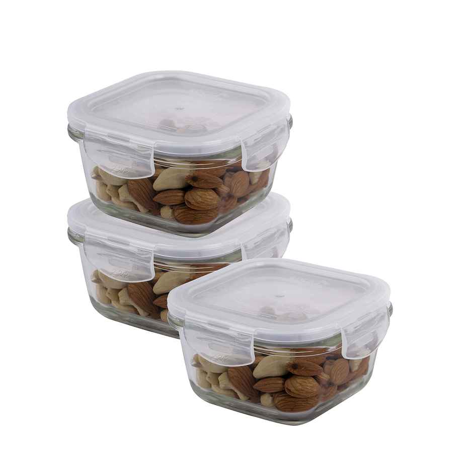 LocknLock LLG205 Euro Glass Square Food Storage Container | Transparent - 300 ml