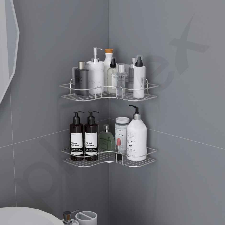 Plantex Bathroom Corner Rack | Stainless Steel | Chrome