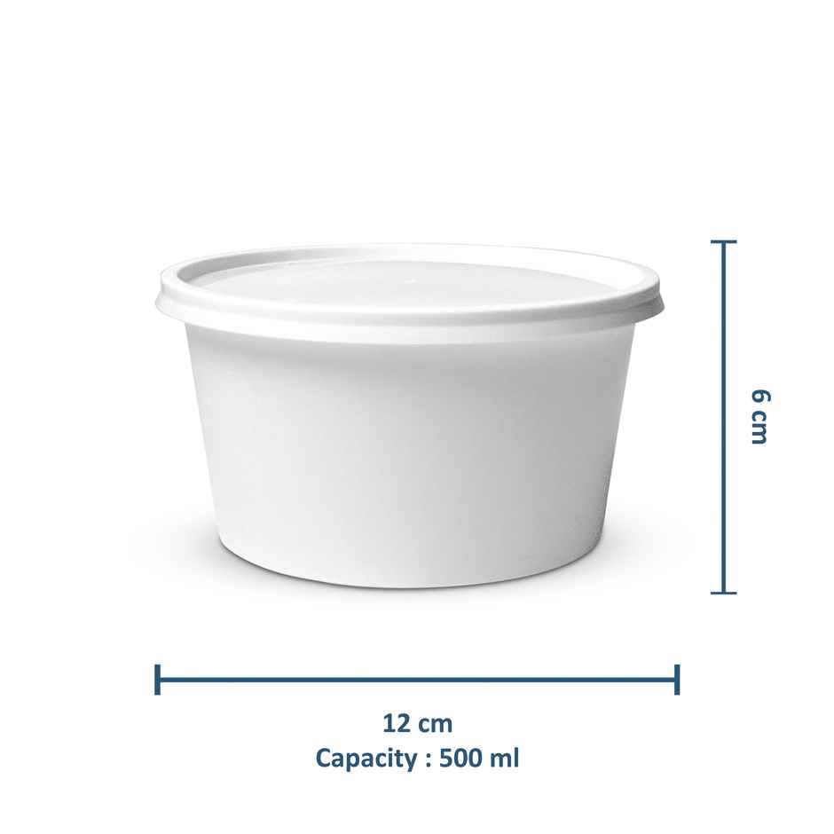 CREW4 Seal Reusable Plastic Containers with Lids for Food Storage | White - 500 ml