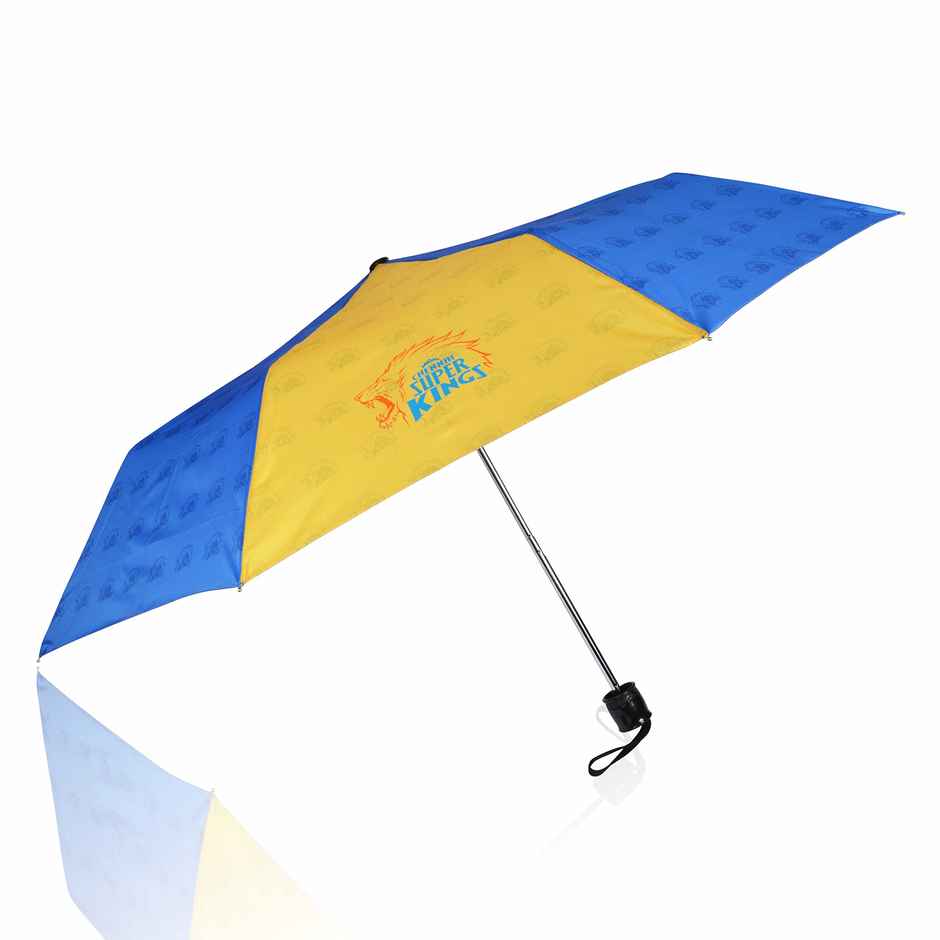 Eume Chennai Super Kings (Csk) Official 21.5 Inch 3 Fold Manual Hand Open Umbrella | Blue & Yellow