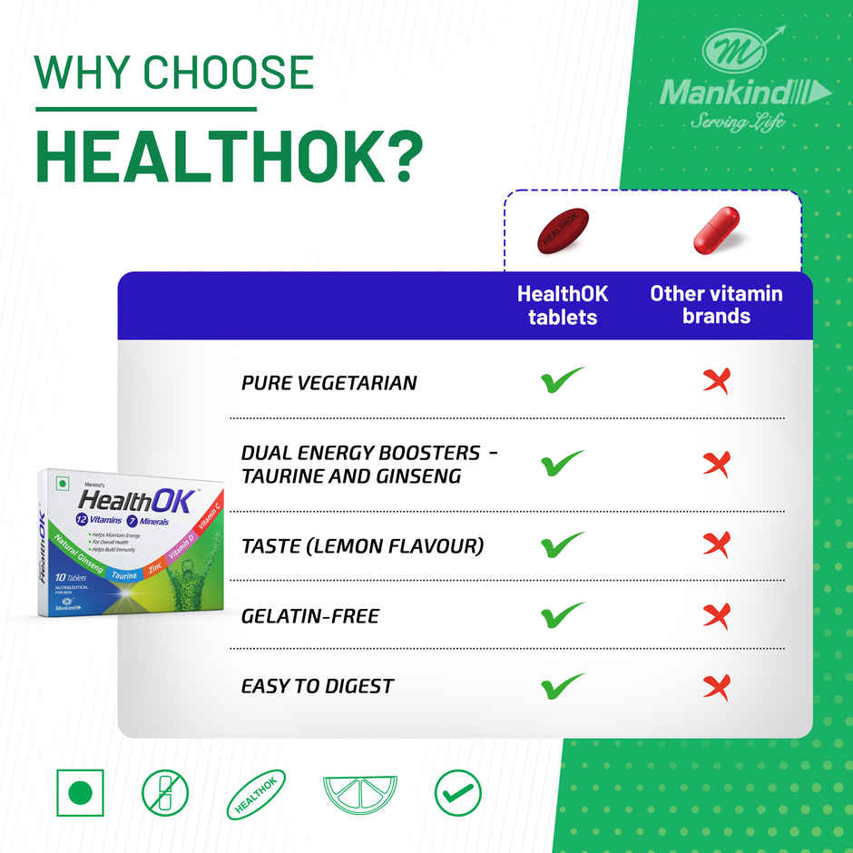 Health-ok Multivitamin vegetarian tablet for men 10 pcs