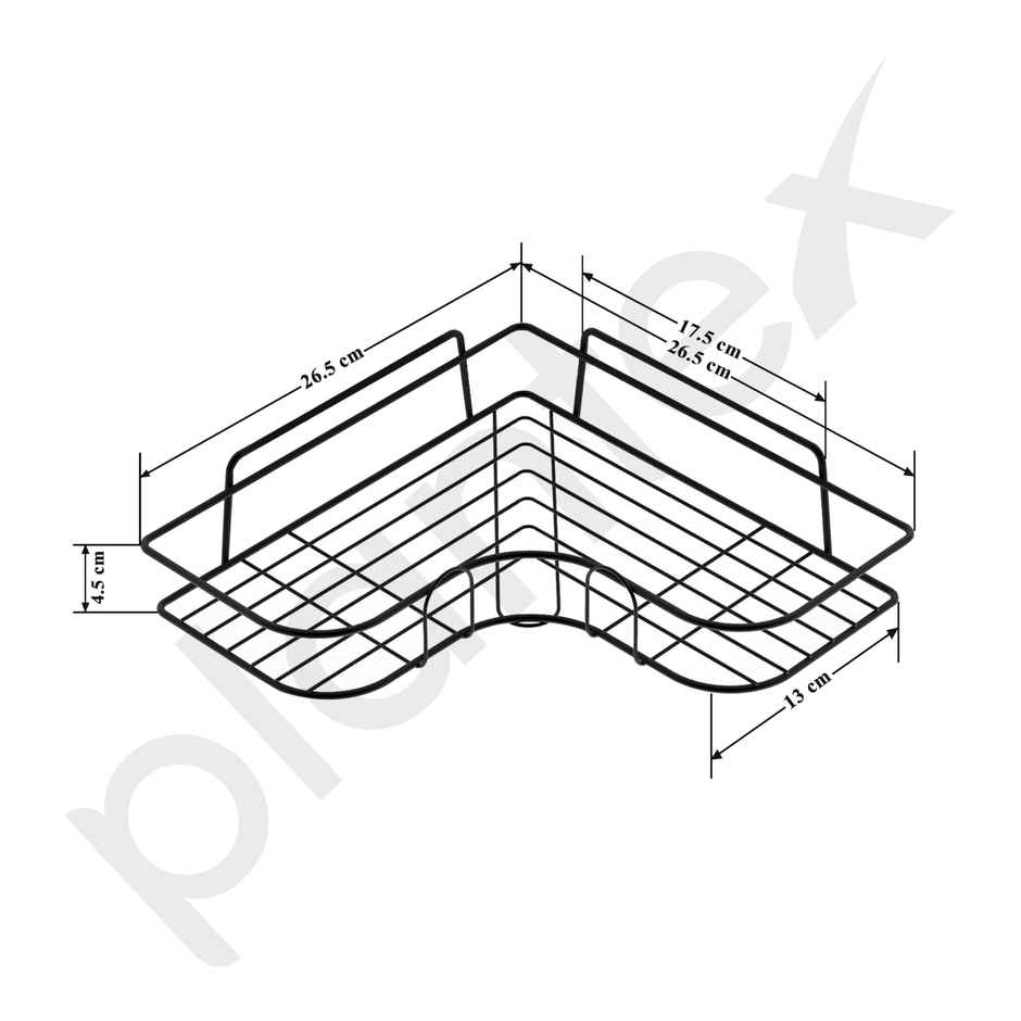 Plantex Bathroom Corner Rack/Shelf | GI Metal | Black