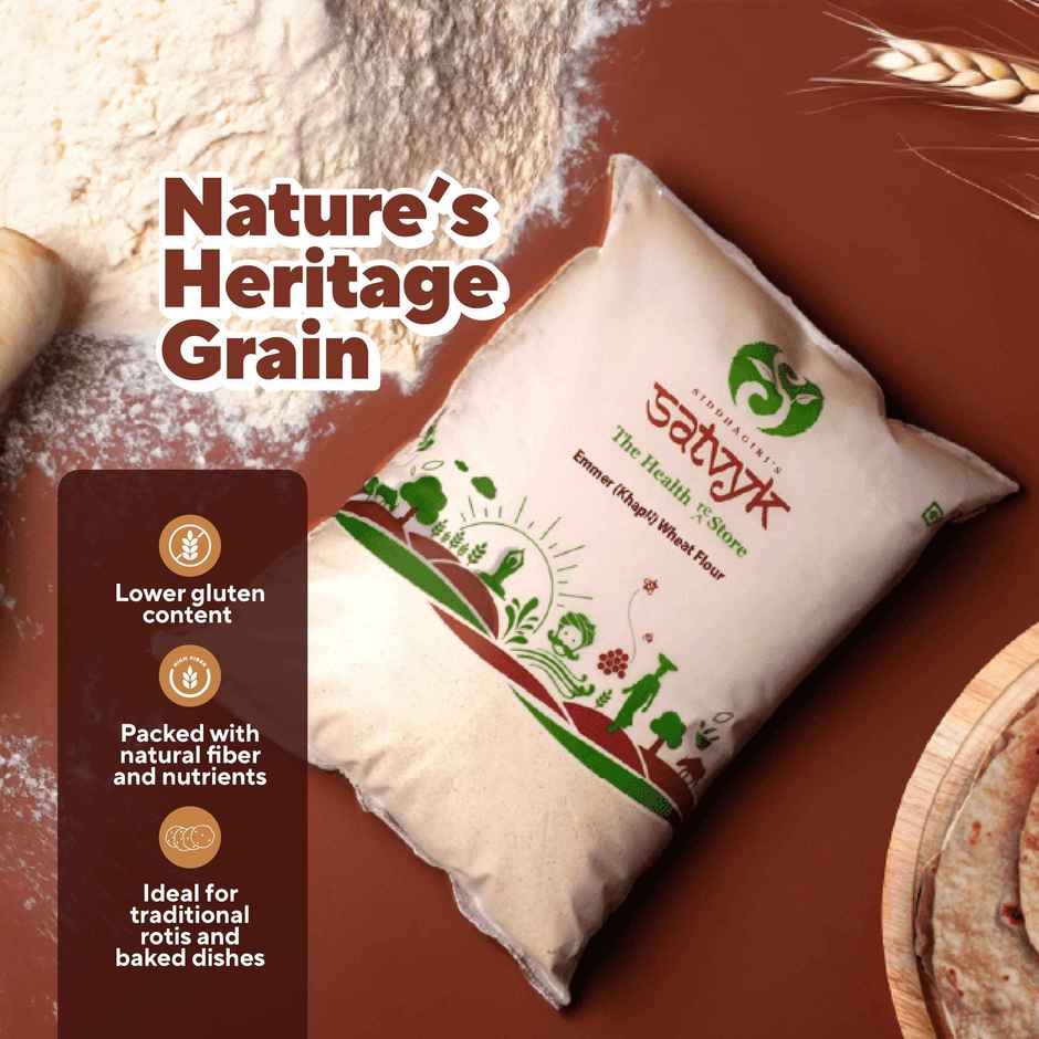 Satvyk Stoneground Khapli Wheat Flour (Emmer Wheat Flour)