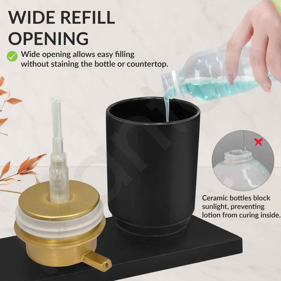 Plntex Liquid Soap Dispenser | Ceramic | Black-Gold