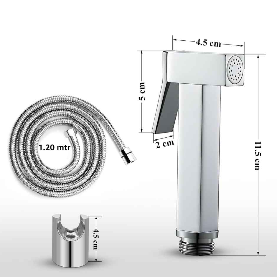 Plantex Square Shape Health Faucet Set | Brass | Chrome