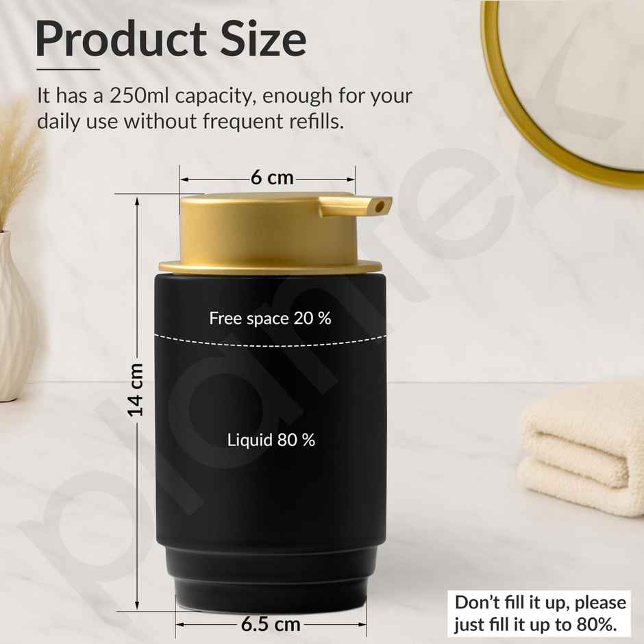 Plntex Liquid Soap Dispenser | Ceramic | Black-Gold