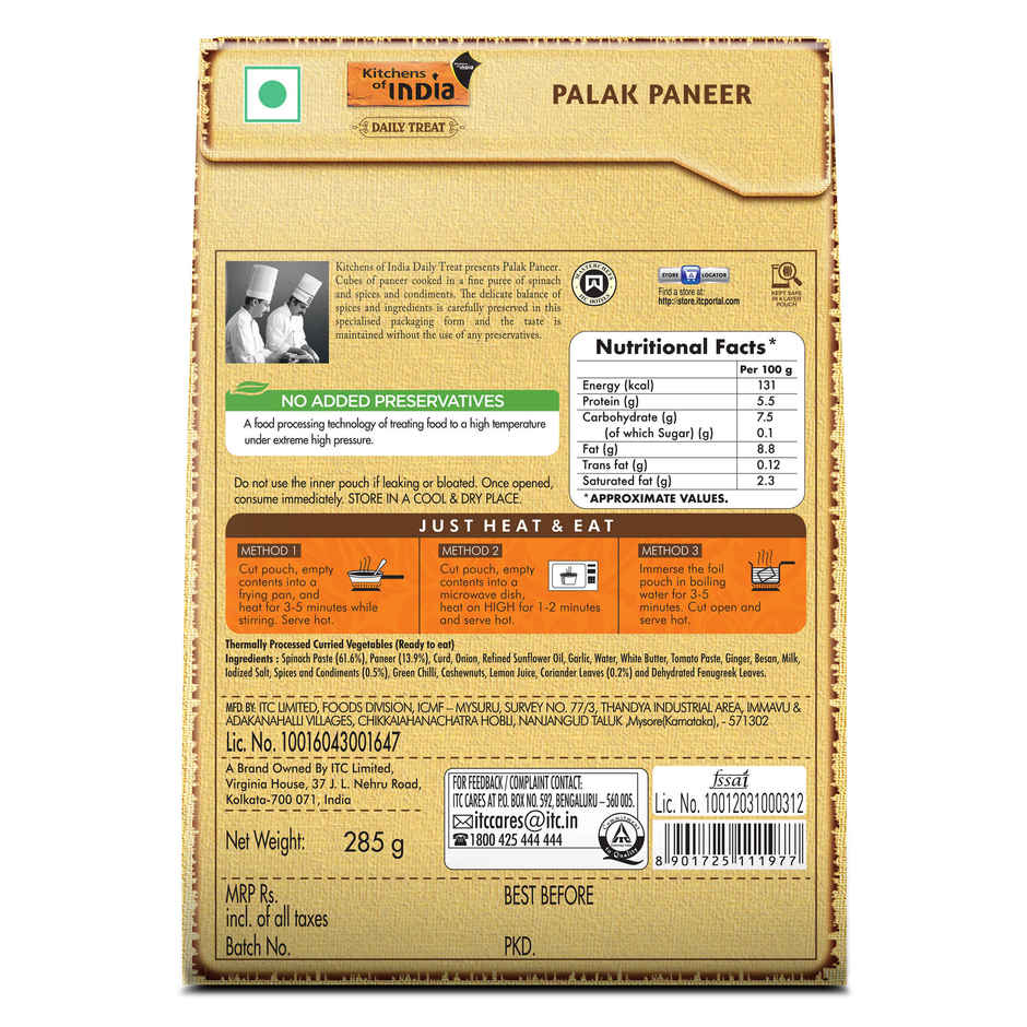 Kitchens Of India Palak Paneer