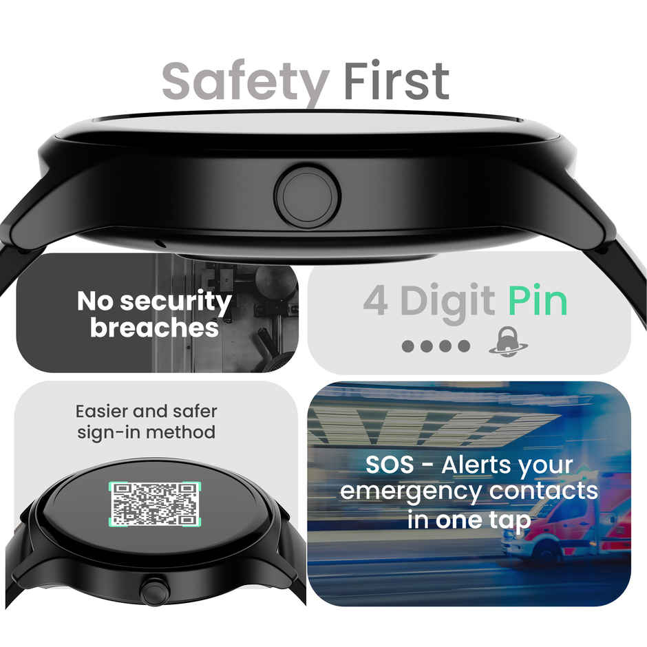 GOBOULT Rover Pro 1.63" Amoled, Bt Calling, Spo2, Ip68 Smartwatch |Ash Black