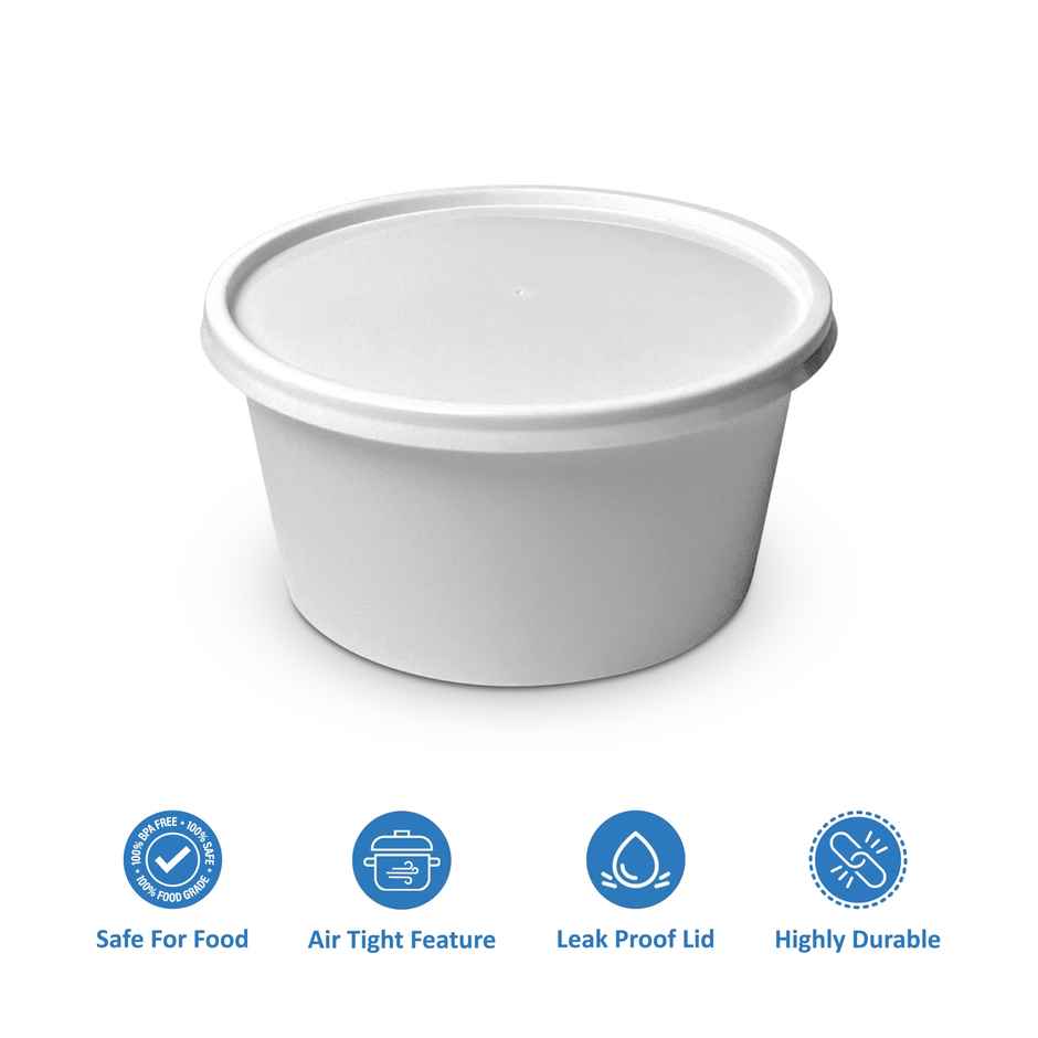 CREW4 Seal Reusable Plastic Containers with Lids for Food Storage | White - 500 ml