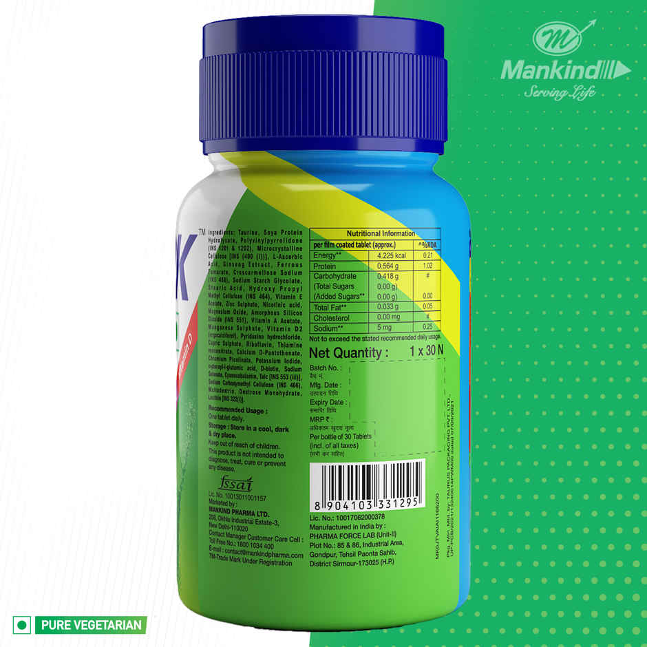 HealthOK Men Multivitamins With Natural Ginseng and Taurine