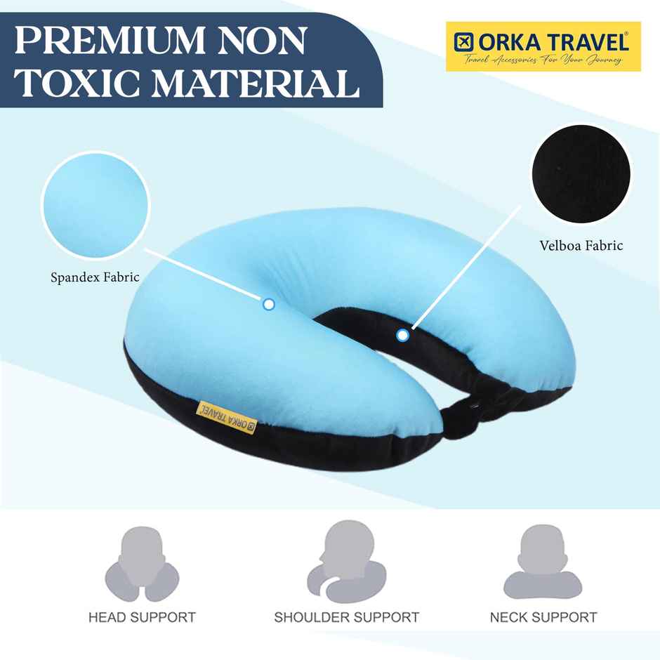 Orka Travel Solid Micro Beads U Neck Pillow - Teal Black