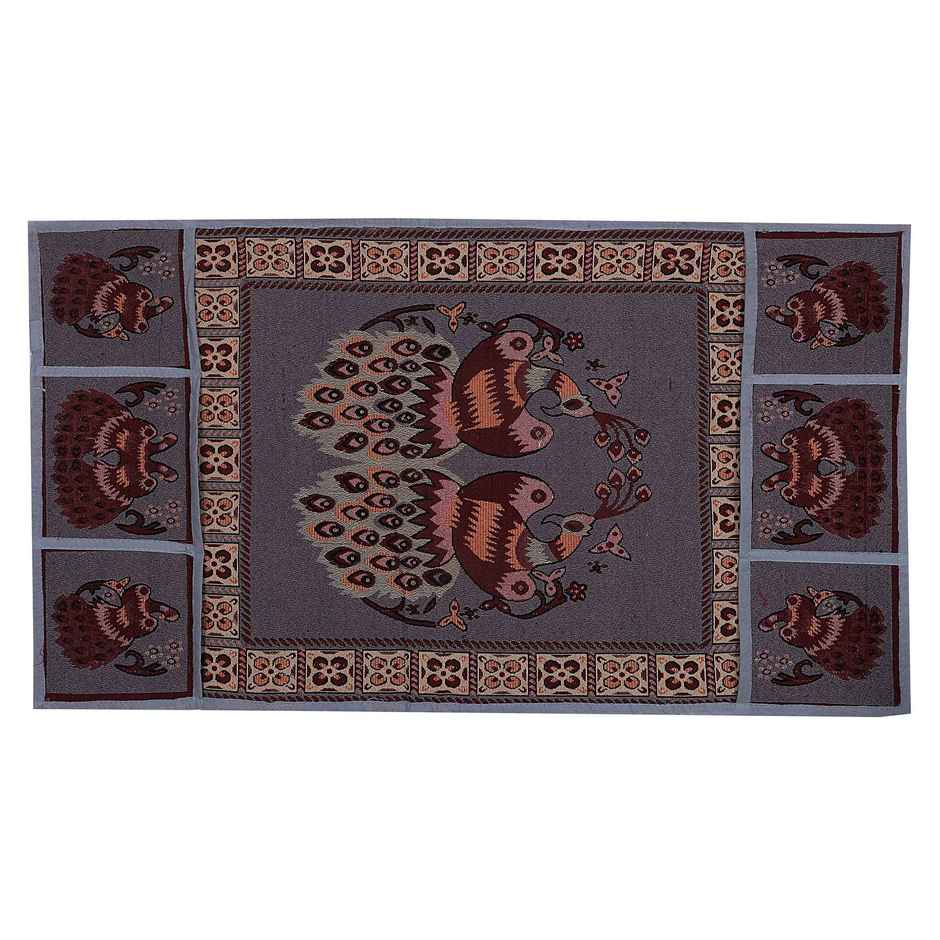 Kuber Industries Cotton Fridge Top Cover with 6 Utility Pockets (Grey)