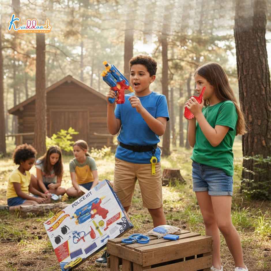 Kriiddaank Hot Wheels Police Kit: Blaster, Darts, Baton, Badge & More - Role Play Fun for Ages 4+