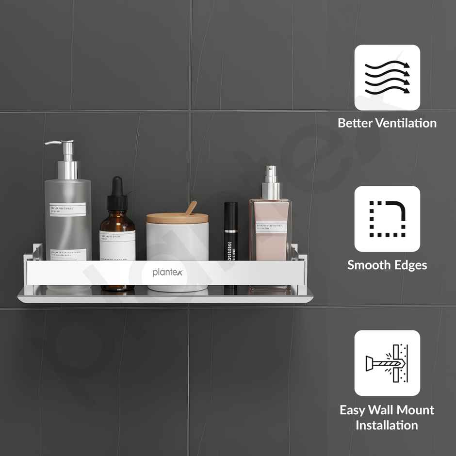 Plantex Pitru Stainless Steel Bathroom Rack | Chrome | 12x15 in
