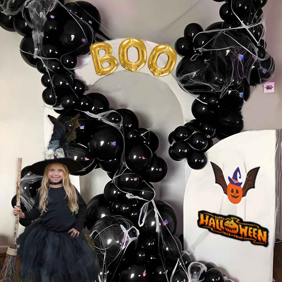 Black Balloons With Boo Foil Balloon, Spider Web For Halloween Decor | Special You