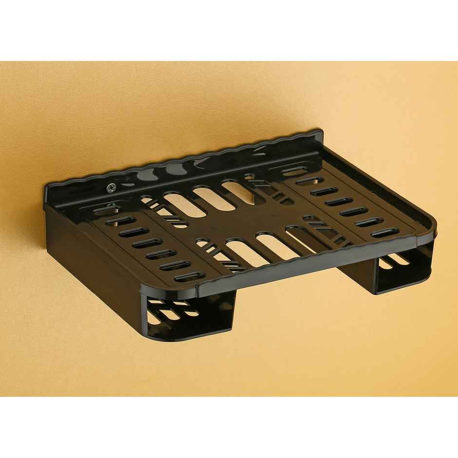 Set Top Box Stand With 2 Remote Holders - Wall Mount For Home Shelf | Plastic