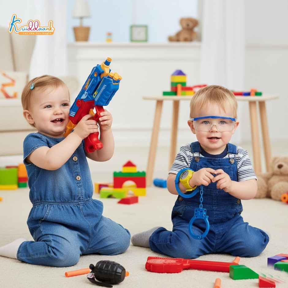 Kriiddaank Hot Wheels Police Kit: Blaster, Darts, Baton, Badge & More - Role Play Fun for Ages 4+