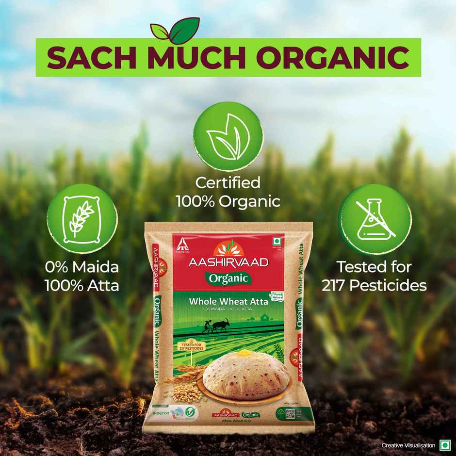 Aashirvaad Truly Organic Whole Wheat Atta, 0% Maida