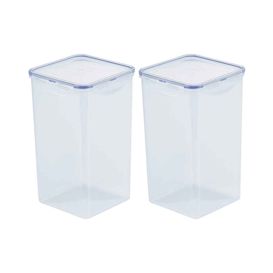 LocknLock HPL822R Classics Square Plastic Airtight Food Storage Containers | Transparent - 4 L