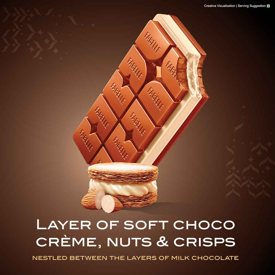 Fabelle Choco Deck French Dessert, 3-Layered Premium Chocolate Bar Inspired by Mille Feuille