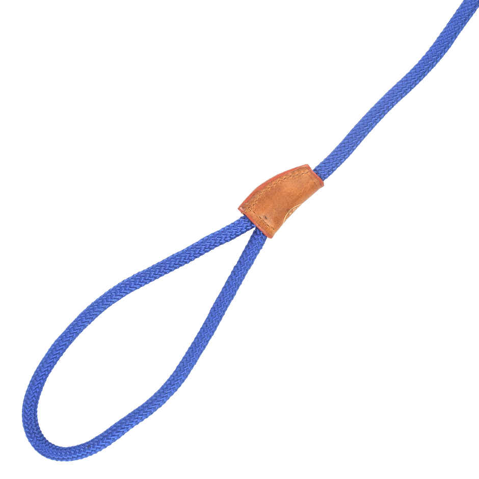 Vama Leathers British Style Slip Training Leash Heavy Duty Rope With Brass Ring-1 Cm X 5 Feet-Blue