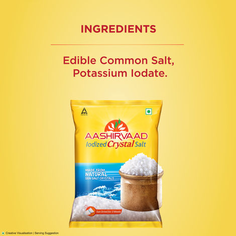 Aashirvaad Iodized Crystal Salt, Authentic Crystal Salt For Traditional Dishes