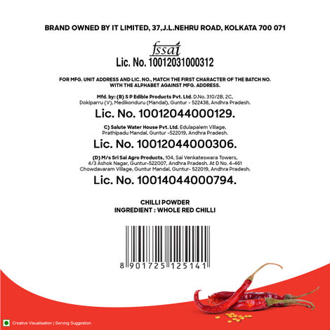 Aashirvaad Chilli Powder, Red Hot Chilli Powder with No Added Flavours and Colours