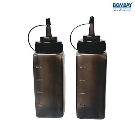 Square Shape Sauce Bottle Black 500ml | Pack of 2