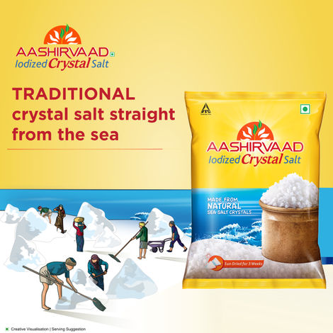 Aashirvaad Iodized Crystal Salt, Authentic Crystal Salt For Traditional Dishes