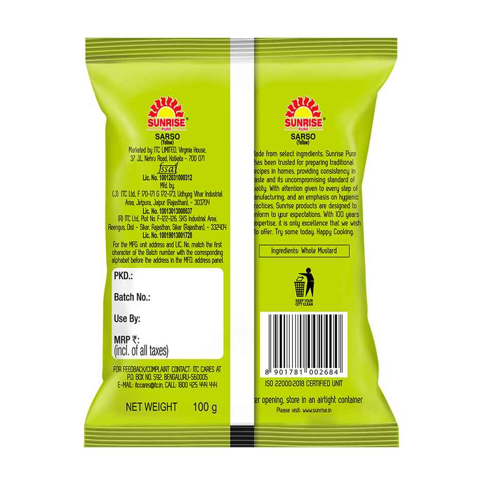 Sunrise Pure Yellow Mustard/Sarso Seeds | Whole