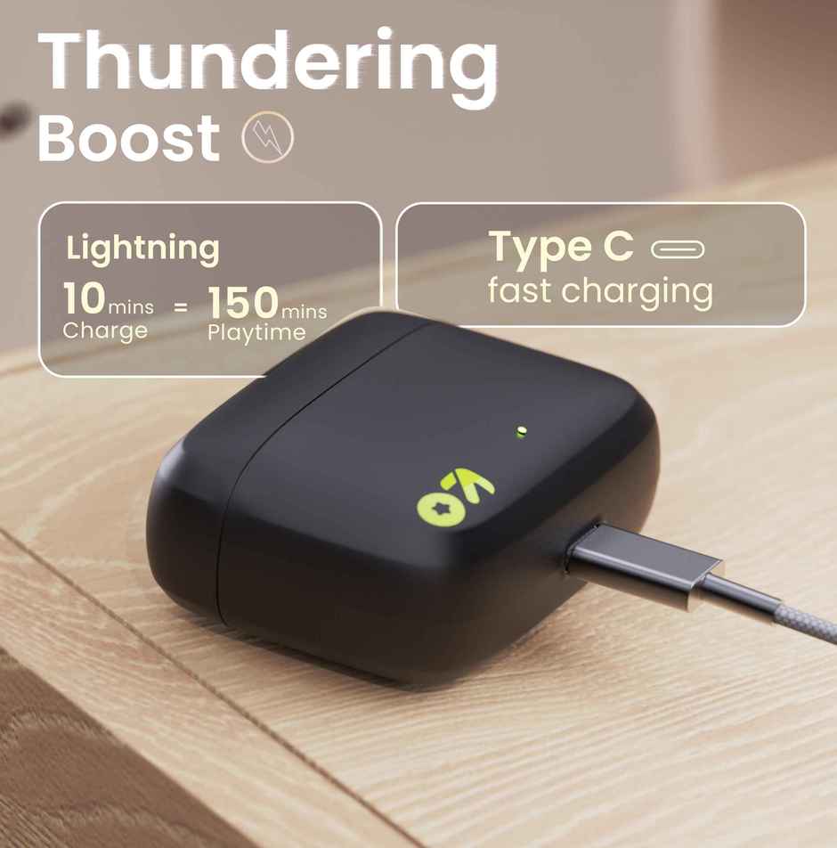 GOBOULT Octave Z60 in Ear TWS Earbuds with 60H Playtime, 4 Mics ENC Clear Calling, 50ms Low Latency Gaming, 13mm Bass Driver, Type-C Fast Charging, IPX5 ear buds TWS Bluetooth 5.3 - Raven Black