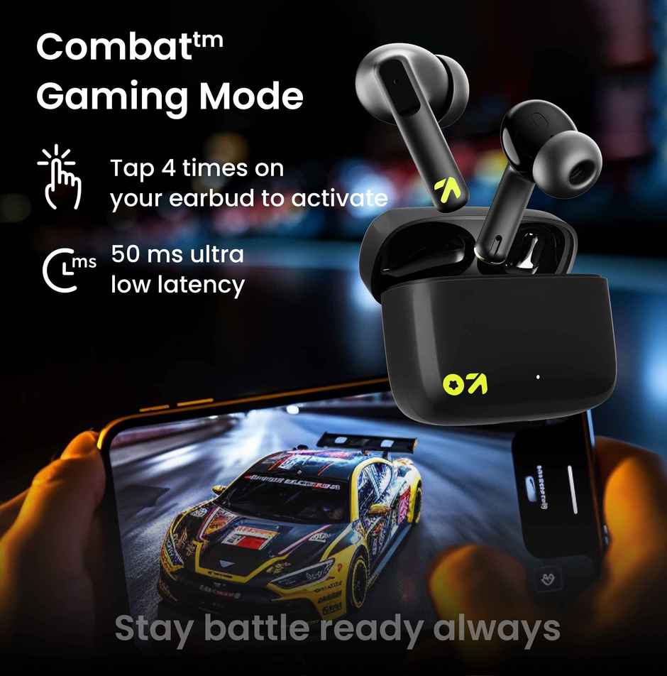 GOBOULT Octave Z60 in Ear TWS Earbuds with 60H Playtime, 4 Mics ENC Clear Calling, 50ms Low Latency Gaming, 13mm Bass Driver, Type-C Fast Charging, IPX5 ear buds TWS Bluetooth 5.3 - Raven Black