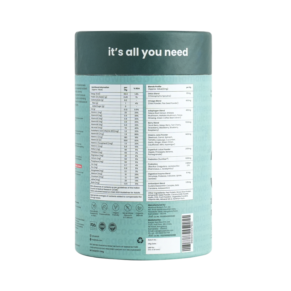 Supply6 360 Ultimate Health Powder Probiotics & SuperFOODs For Gut Health & Immunity