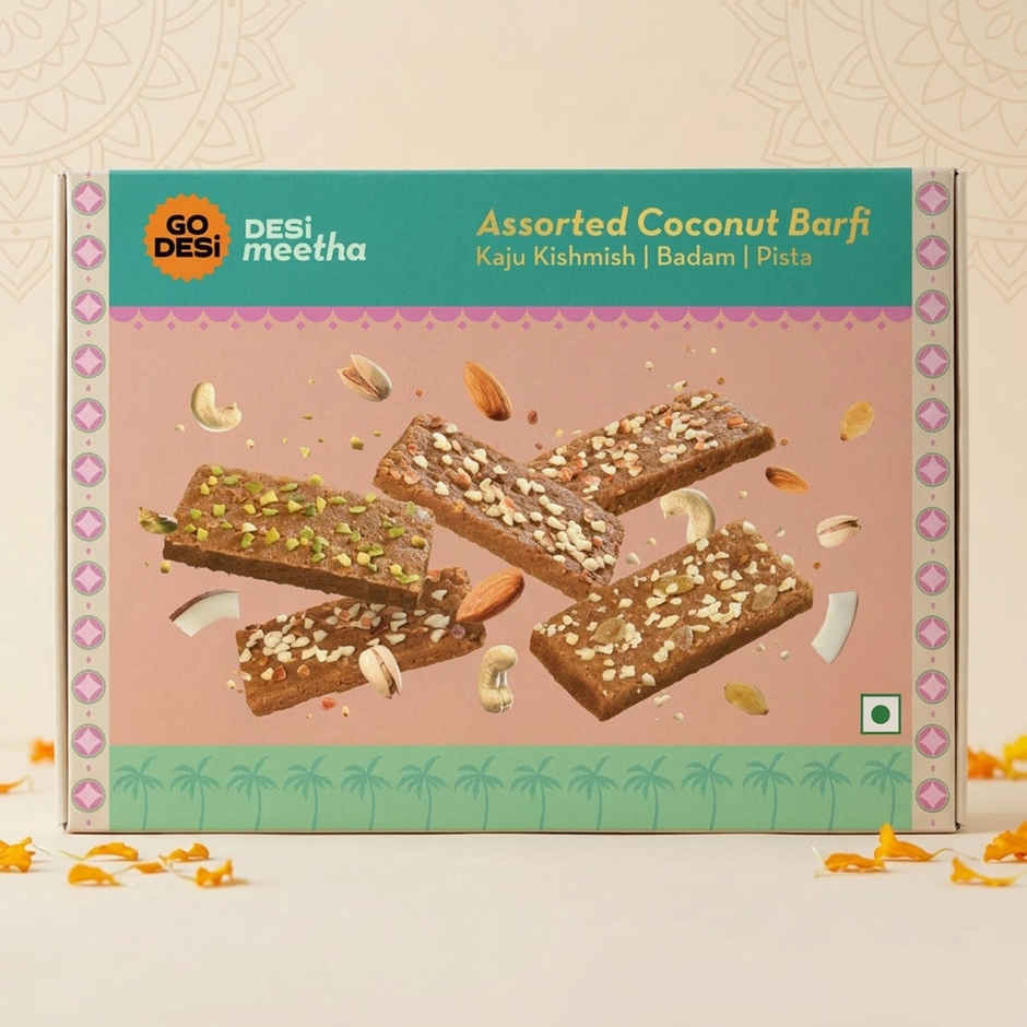 GO DESi Assorted Coconut Barfi | Kaju Kishmish | Badam | Pista | Burfi