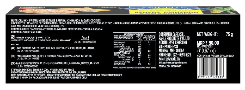 Parle Nutricrunch Banana Cinamnon & Oat