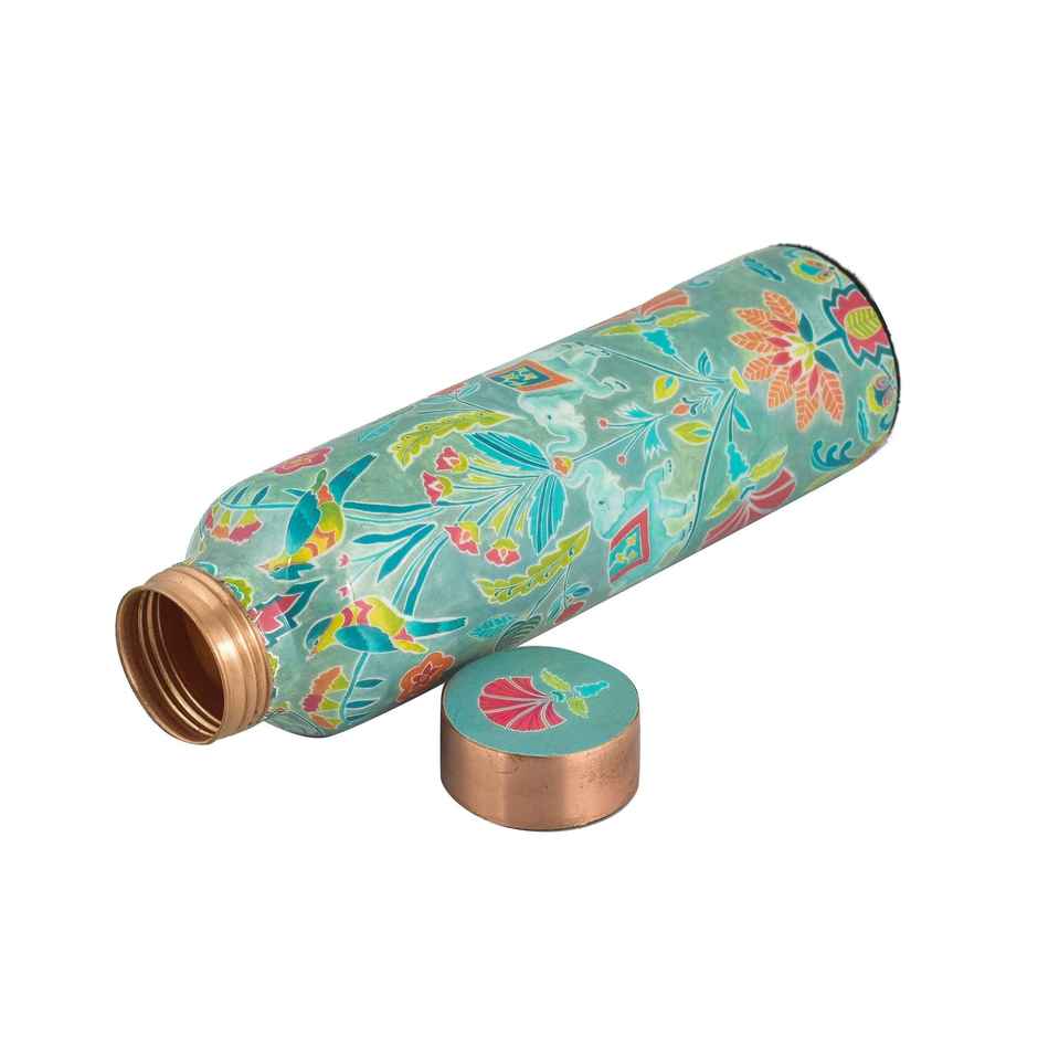 OGGN Pomegranate Printed Copper Water Bottle For Daily & Office Use 950 ml, Pure Copper