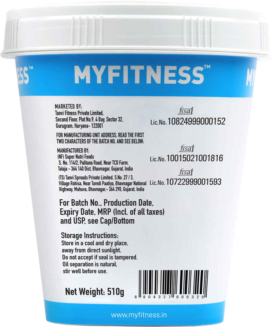MyFitness All Natural Peanut Butter Smooth Spread | No Sugar, High Protein
