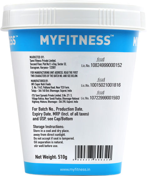 MyFitness All Natural Peanut Butter Smooth Spread | No Sugar, High Protein