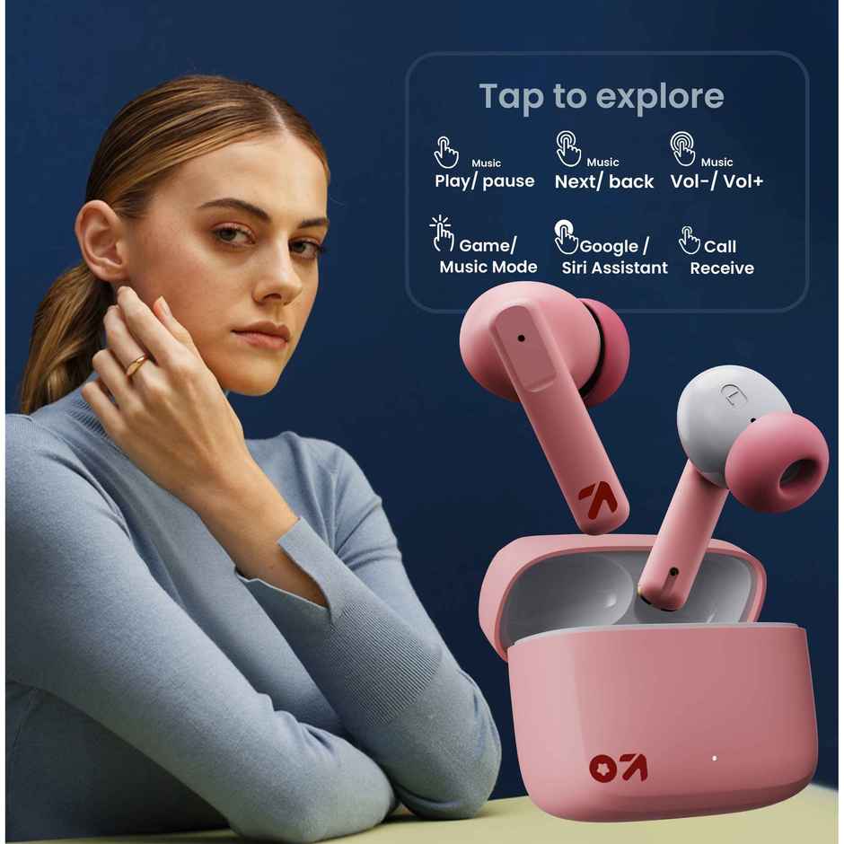 GOBOULT Octave | 60Hr Battery | Quad Mic Enc | 50Ms Ultra Low Latency|5.3 BT|Pink