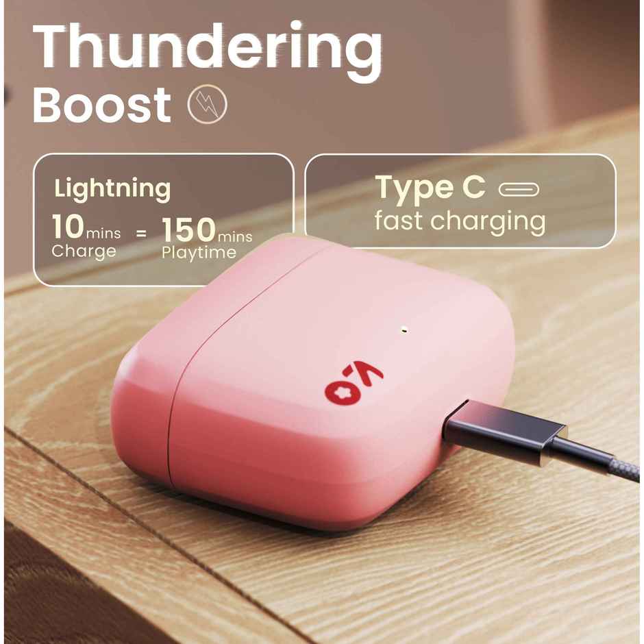 GOBOULT Octave | 60Hr Battery | Quad Mic Enc | 50Ms Ultra Low Latency|5.3 BT|Pink