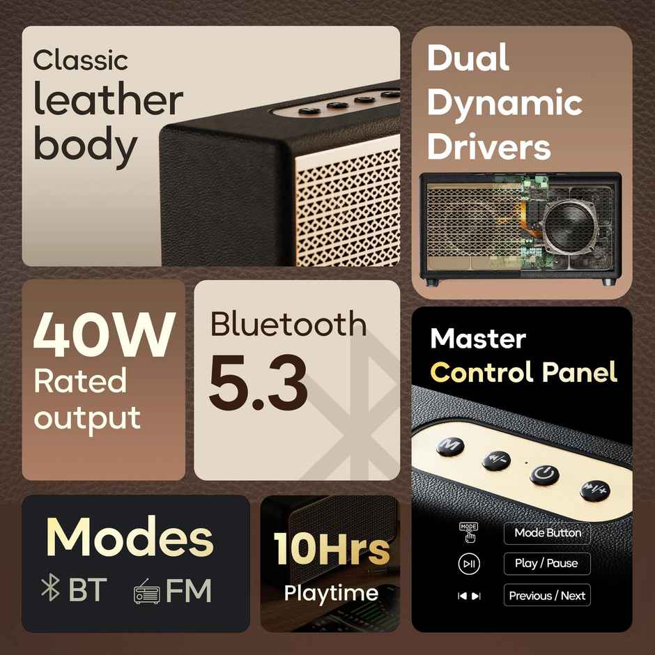 GOBOULT Retroamp X40 Dual Drivers | 10H Battery | 5.3V | 40W Speaker |Vintage Gold