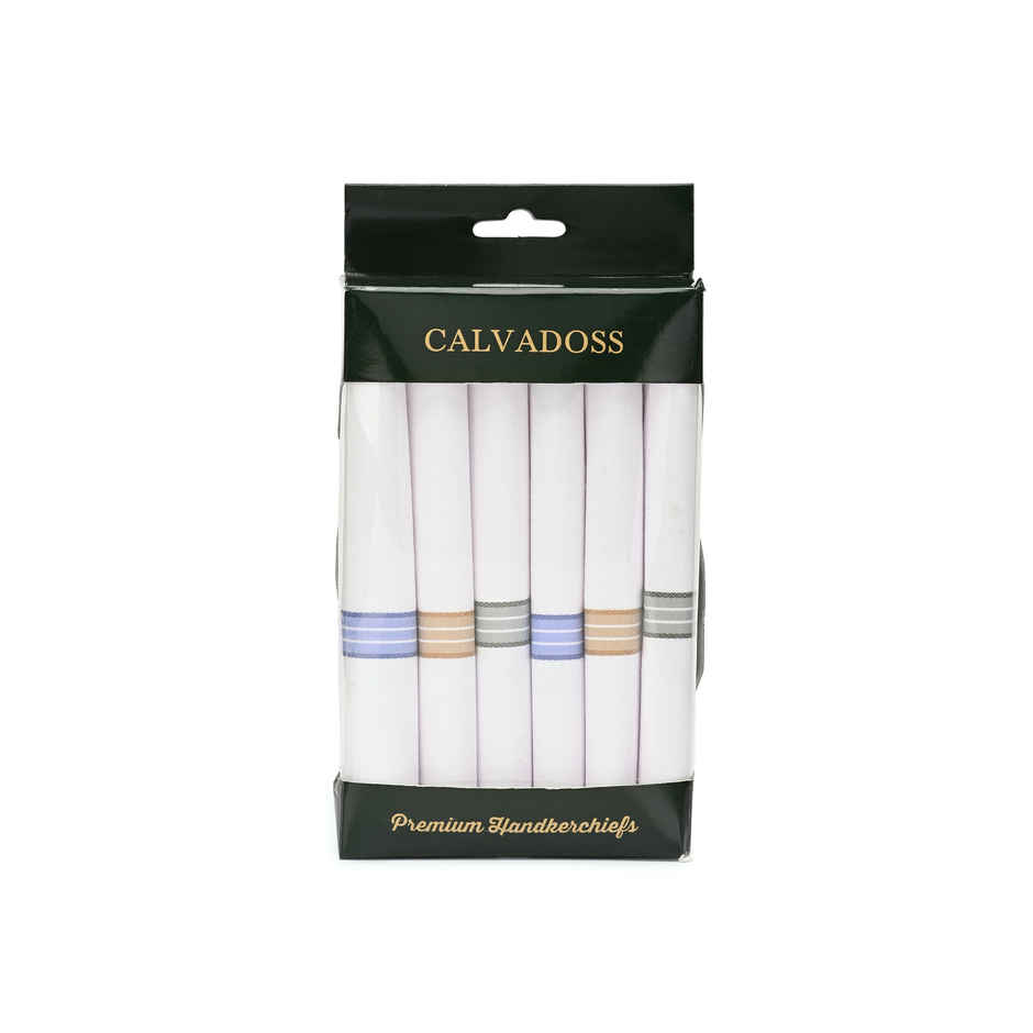 Calvadoss Men's Solid Ultra Premium Handkerchiefs | Cal6H5102Wxc | White