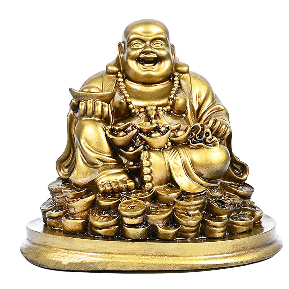 Laughing Buddha Idol Home & Office Feng Shui Decor for Good Fortune & Abundant Energy | HINDCRAFT