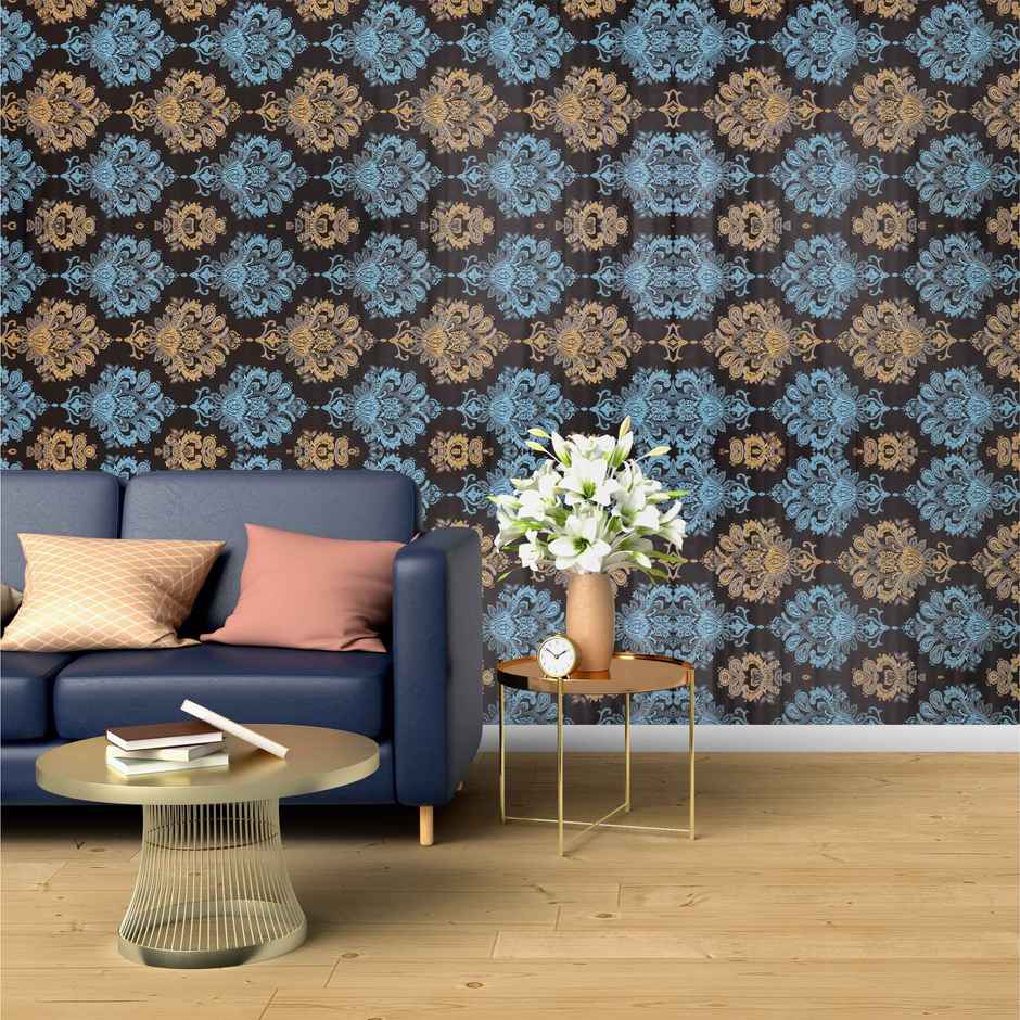 Wollzo 500 Cm Black, Black And Gold Self Adhesive Sticker