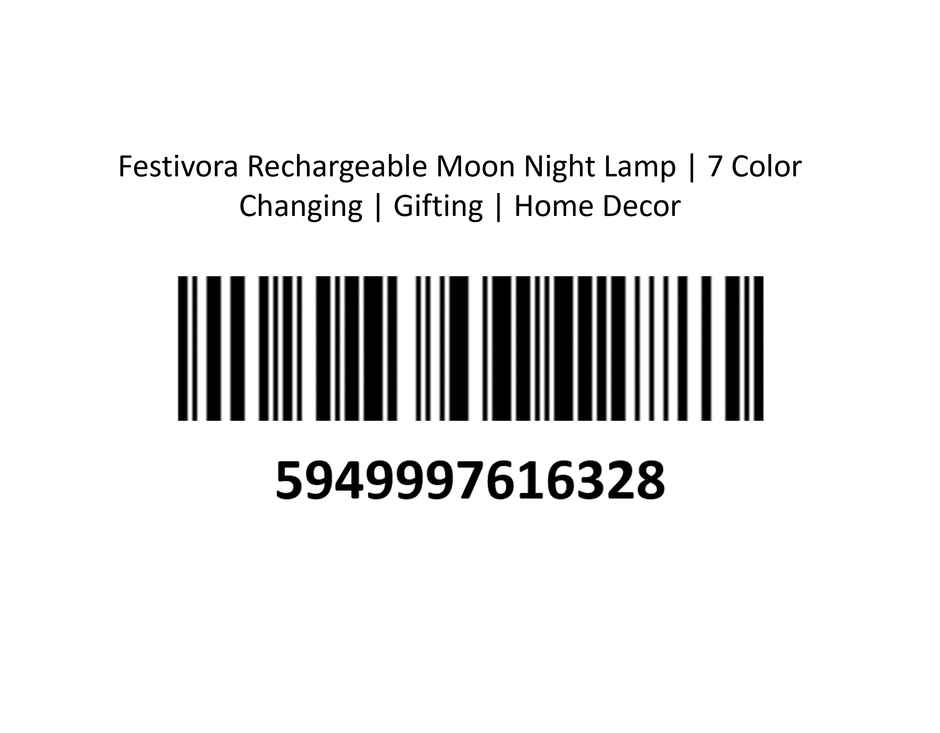 Festivora Rechargeable Moon Night Lamp | 7 Color Changing | Gifting | Home Decor