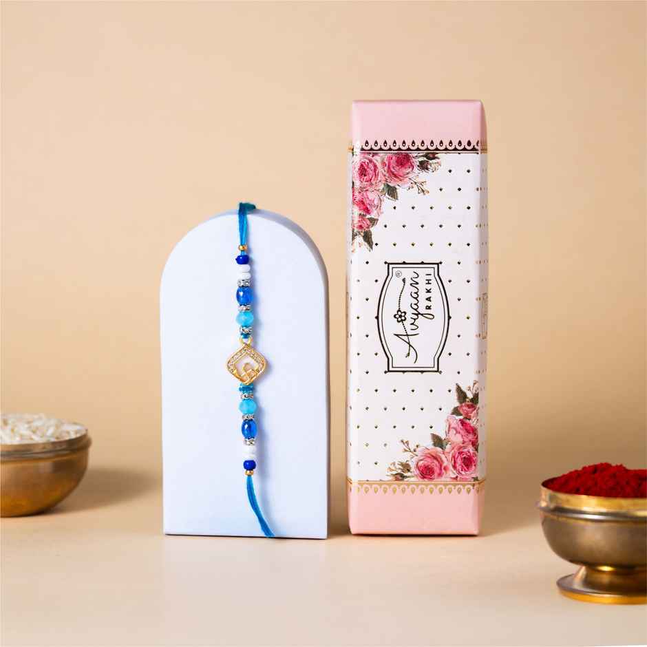 American Diamond Premium A.D. Swastik Rakhi (Avyaan Rakhi) Set of 1