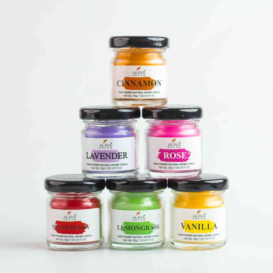 Scented Jar Candle Set | Pack of 6 | Auradecor