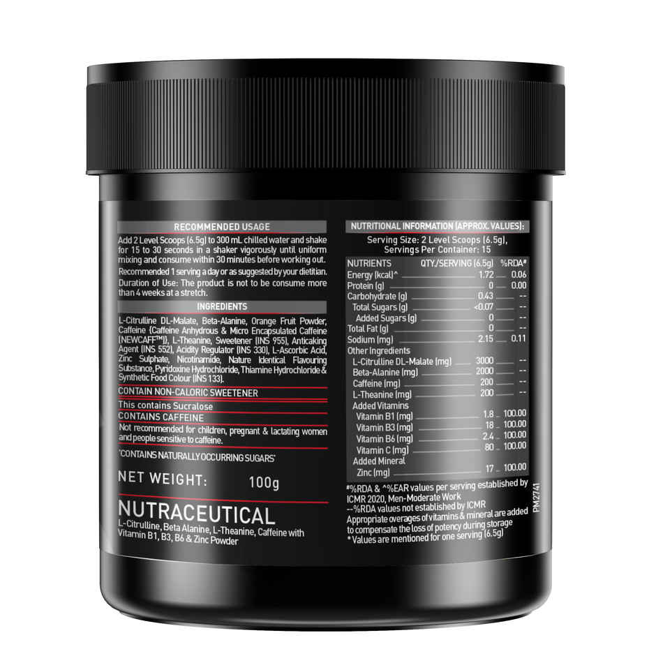 MuscleBlaze Pre Workout 200 Xtreme (Berry Bolt, 15 Servings)